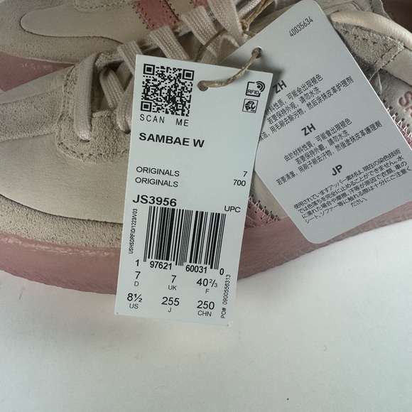 Adidas Sambae Wonder Quartz Women's Size 8.5 Cream Pink Leather Suede Sneakers - Picture 11 of 12